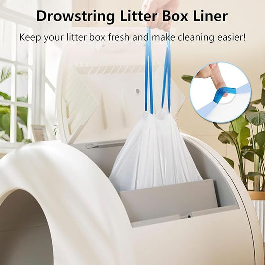 120 Count Self-Cleaning Cat Litter Box Liners Bag, Compatible with MeoWant-SCO1 and MeoWant-SCO2, Thick Heavy Duty Drawstring Replacement Cat Litter Box Liners-18"x 12.6"