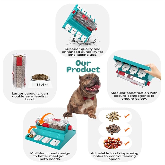 KADTC Dog Puzzle Toy, XL Size, 2 Levels of Challenge, Paw-Activated Rolling Treat Dispenser, Slow Feeder & Mental Stimulation for Medium/Large Dogs Enrichment Toys