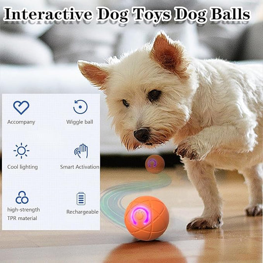 IRIDESCENT Interactive Dog Toys Dog Balls Activated Automatic Rolling Ball for Puppy Small Dogs Smart Jumping Automatic Moving Bouncing and Rotating Ball Vibrating Keep Them Busy