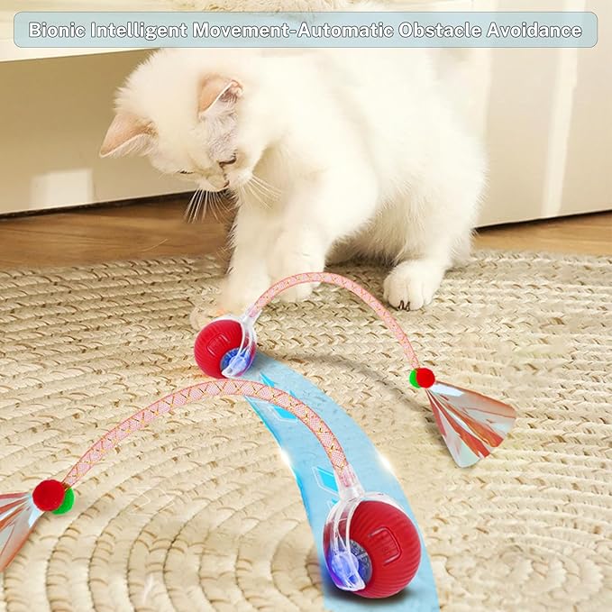 New Upgraded Cat Ball Toy - Speedy Tail 3.0 Cat Toy, Interactive Cat Toy Ball, Stimulating Toys and Juguetes para Gatos, Cat Toys for Bored Indoor(Sound Switchable) (Green)