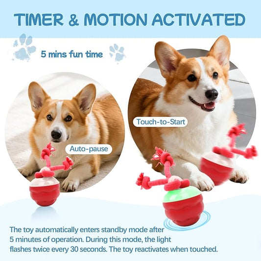 Goosheep 2026 New Interactive Dog Toys, Automatic Moving Dog Ball for Small/Medium/Large Dogs, Interactive Smart Rolling Dogs Toy Ball with Light Up to Keep Them Busy(Red)