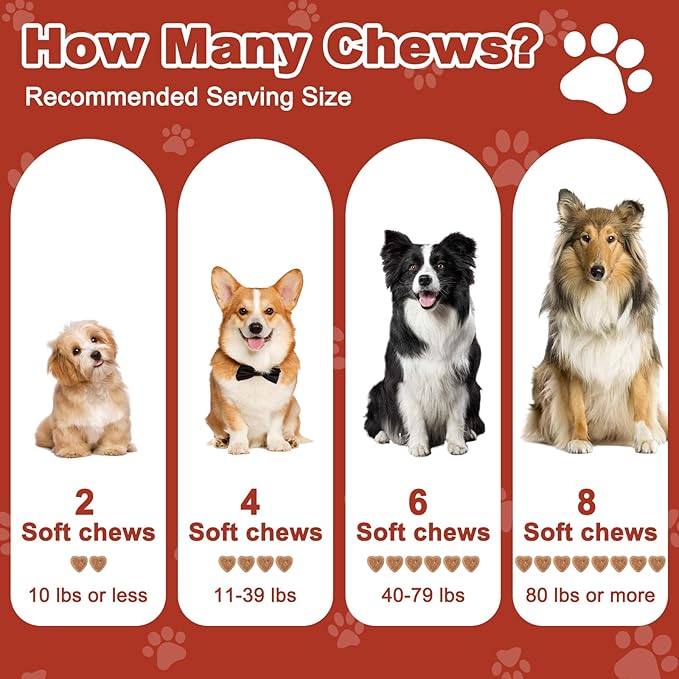 Dog Multivitamin Chewable, with Glucosamine Chondroitin, Digestive Enzymes & Probiotics, for Digestion Support, Immune, Skin, Coat, Joints & Bones Healthy, 120 Chews