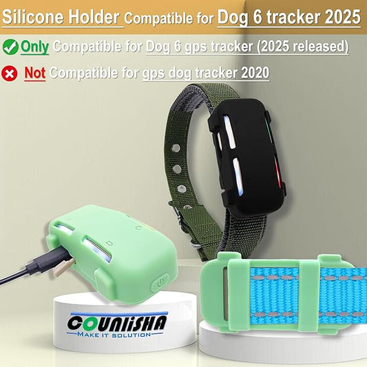 2 Pack Silicone Holder Compatible for Tractive GPS Dog Tracker (2025) for pet Collar,Durable Rubber Cover,Secure case Compatible for tractive Dog 6 tag for Necklace (Black,Green)