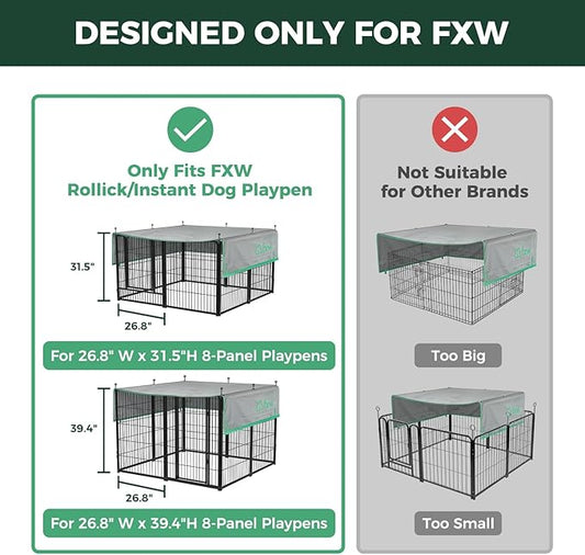 FXW Sun Shade Specialized for FXW Dog Playpen (Not Suitable for Other Brands), Fits for 32"/40" H Rollick/Instant Dog Playpen│Patent Pending (Playpen not Included)