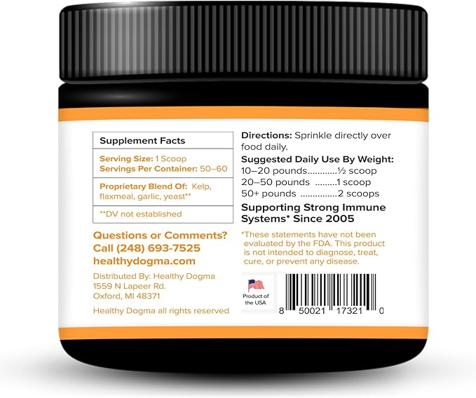 Healthy Dogma - Flee Flea Flee Natural Yeast & Garlic Powder Formula to Keep Fleas and Ticks Away from Dogs - All Natural with No Harmful Chemicals (6 Oz)