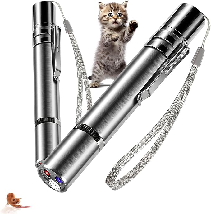 Cat Pointer with Metal Case, Rechargeable, 7 Adjustable Patterns (2 Pieces)