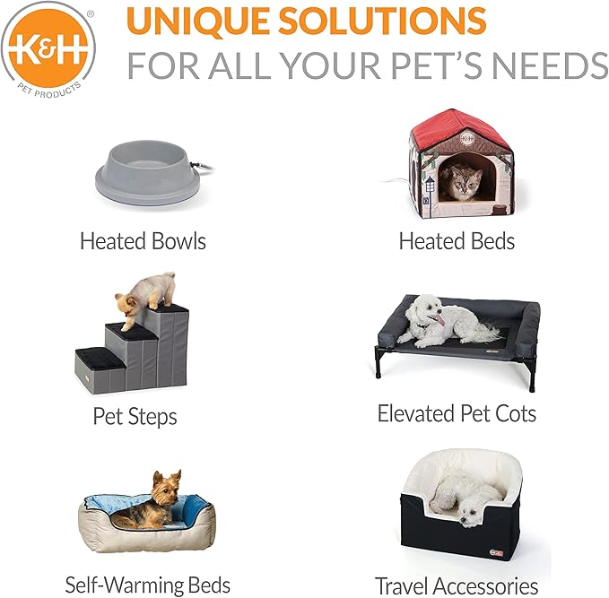 K&H Pet Products Bucket Booster Dog Car Seat, Seat Belt Secured, 2 Safety Leashes, Washable Covers, Sturdy Dog & Cat Booster Seat, Carriers for Small to Medium Pets - Large Gray/Cream