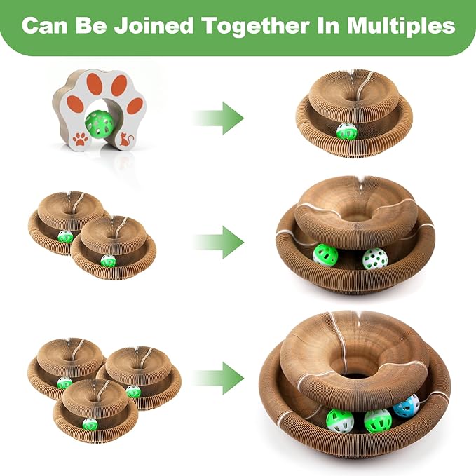 Goosheep Kitty Kurlz Accordion Magic Organ Cat Scratcher Toys for Indoor Cats - Cardboard Cat Scratching Board Ball Scratcher Pad 1 Pack