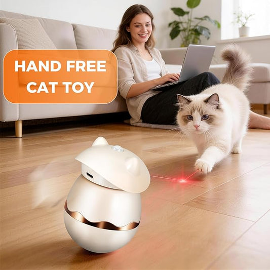 Automatic Laser Collar Cat Toy - Upgraded Tumbler Cat Laser Pointer Toy, Sensor Light On Top, 360° Irregular Rotation, USB C Charge & Works 2H, 3 Modes Interactive Cat Toy, Gifts for Ailurophile