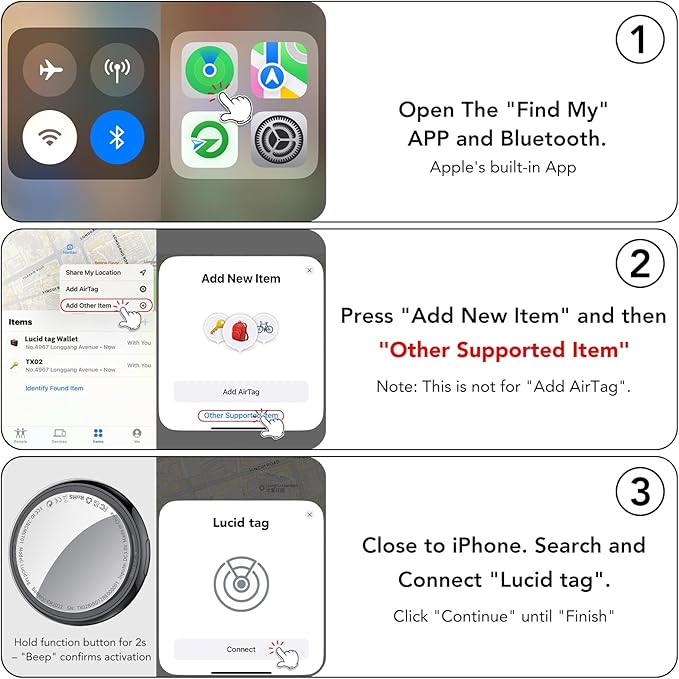 Air Tracker Tag 1-Pack (Black), Tukio Bluetooth 5.3 Tracker Tag for Apple Find My App(iOS Only), Replaceable Battery, 100dB Alarm Sound, Item Locator Smart Tag for Wallets, Keys, Bag, Luggage and More