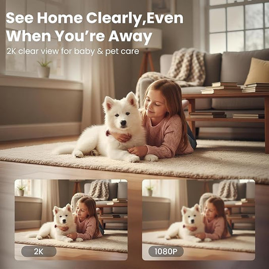 Indoor Camera for Pet & Baby Monitoring, 2K Clear View, Motion Alerts & Night Vision, 2-Way Audio, Easy Setup Home Security Cam, Alexa & Google Home Compatible, 2.4G Wi-Fi only, 2 Pack