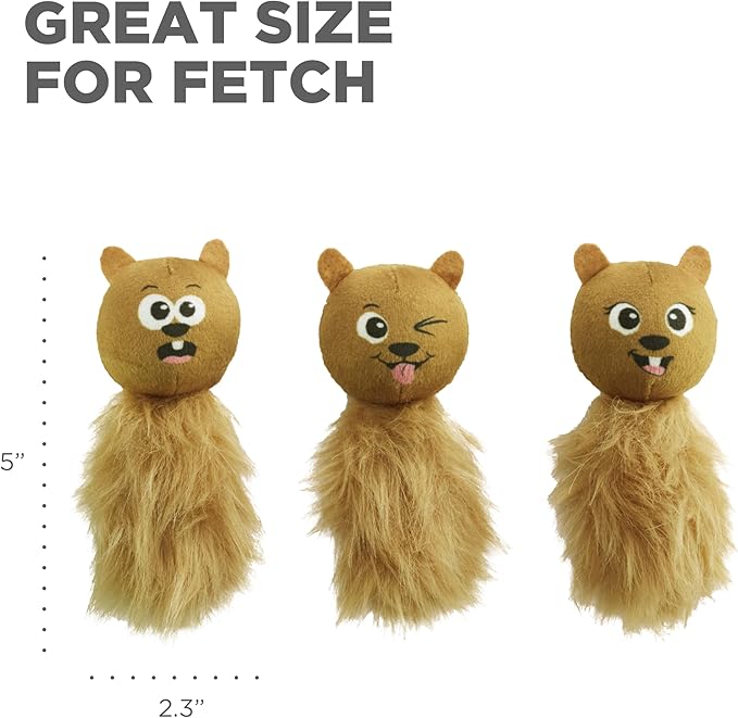 Outward Hound Nina Ottosson Plush Replacement Chipmunk Toys for Snuffle N' Treat Dog Ball Puzzle - 3 Pack