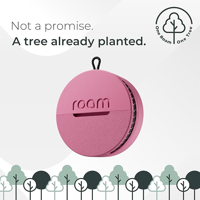 ROAM SMART TRACKER - Bluetooth Tracker & Item Locator for Keys, Luggage, Kid & Pet Gear, (iOS, Android), No App or Subscription, Fast Setup, Waterproof, 1-Pack, Pink