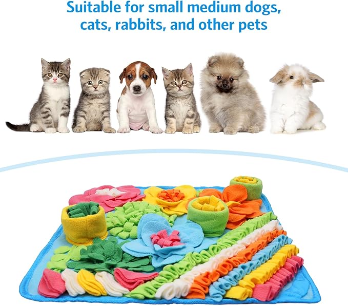 AMIR Snuffle Mat for Dogs, Sniff Mat for Dogs, Slow Feeding Mat, Dog Snuffle Mat Encourages Natural Foraging Skills, Slow Eating, Help Stress Relief and Training, Dog Puzzle Toys, 15 inch
