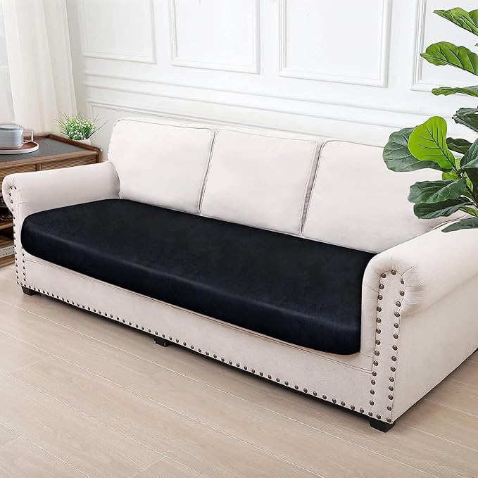ANARACHON Leather Look Couch Cushion Covers Sofa Seat Slipcovers Sets Couches Furniture Protector for Sectional Armchair Loveseat Pets Kids Stretch Spandex Fabric (1 Cushion XL Sofa, Navy)