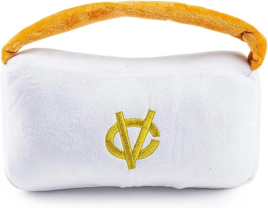 Haute Diggity Dog Chewy Vuiton Handbag Plush Squeaky Dog Toy, Soft Durable Designer-Inspired Stuffed Puppy Chew Toys for Small, Medium & Large Dogs, Machine-Washable (White) XL