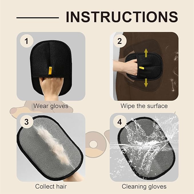 1 Pcs Pet Hair Removal Gloves Brush, New Reusable Cat Dog Electrostatic Hair Remover Grooming Glove Tool for Clothes,Sofas,Carpets,Car Seats