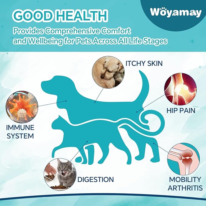 Woyamay Camling Oil for Dogs and Cats - Camling Oil Drops Rich in Omega 3, 6, 9 and Organic Extract Helps Pets with Аnxiеty & Strеss, Hip & Joint, Skin & Coat Support (4 Pack)