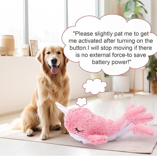 Mity rain 2 in 1 Interactive Dog Toys, Fish Dog Toy to Keep Them Busy, Plush Squeaky Dog Toy, Rechargeable Wiggly Pink Pet Toys for Small Medium Large Dogs, Moving Dog Toy for Indoor&Outdoor