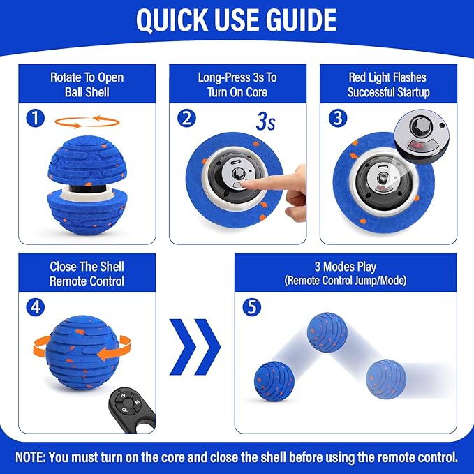 Smart Interactive Dog Toy Ball, Upgrade Automatic 3 Modes Moving Ball with Remote Control for Medium Large Dogs, Rechargeable Waterproof E-TPU Bounce & Rotating Dog Toy to Keep Busy (Dark Blue)