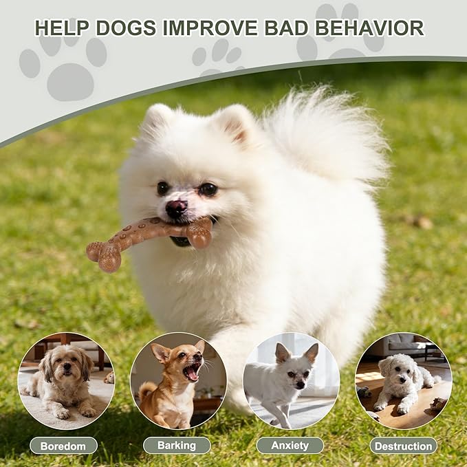 Dog Bone Toy for Aggressive Chewers Tough Dog Chew Toys for Samll Breed to Keep Them Busy (Small-Under 20LBS, Milk)