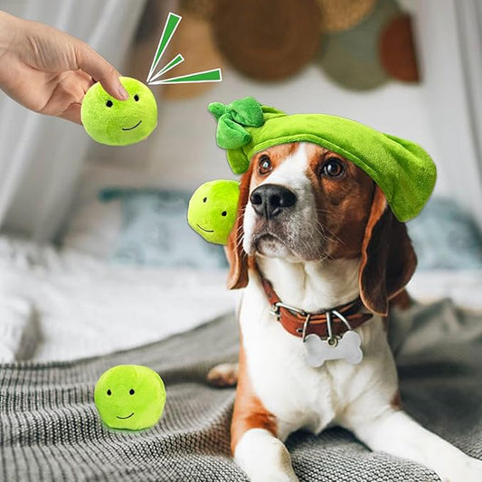 Hide and Seek Dog Toys, Interactive Squeaky Plush Puzzle Toy with Crinkle, Dog Enrichment Toys for Boredom & Stimulation, for Small Medium Dogs, Non-Aggressive Chewers(Pea Balls, Pack of 3)
