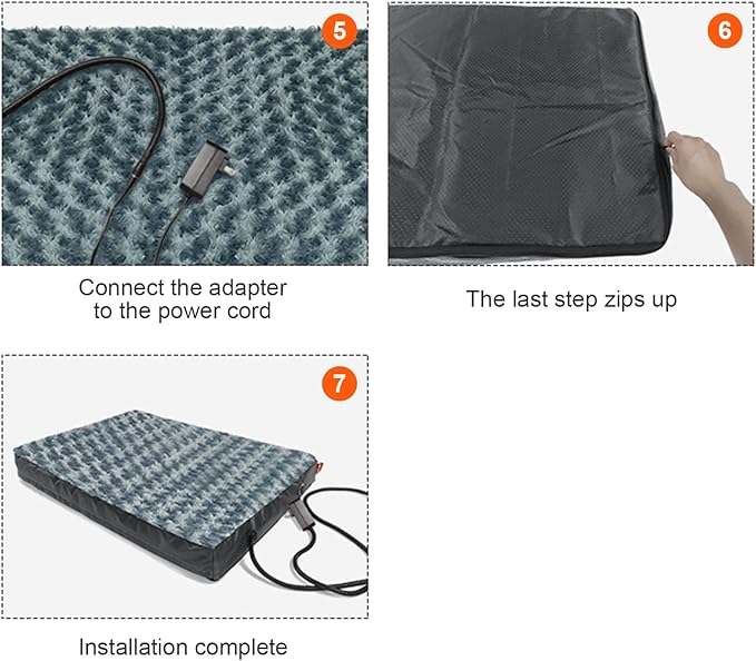 Upgraded Heated Dog Bed with Enlarged Heating Area, 12V Safe Voltage Arthritis Orthopedic Dog Bed with Memory Foam, Heated Pet Bed with Waterproof Cover for Medium, Large, XL Dogs (Large)…