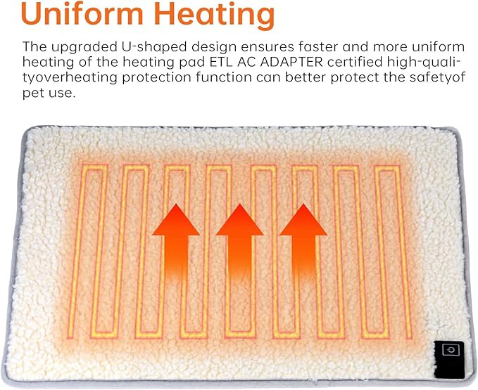 Cat Heating pad Indoor,Temperature Adjustable Kitten Heating pad Newborn with 12VDC Safe Voltage and Machine Washable.(R:Dia 18IN)