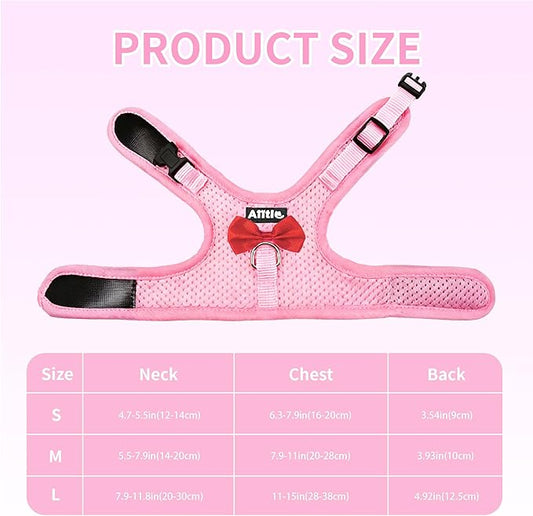 AIITLE Rabbit Harness and Leash Set with Cute Bow, Soft Breathable Mesh Vest Harness for Rabbits Kitten Ferret Puppy Small Pets Walking Supplies Pink S