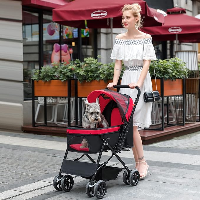 Large Dog Stroller for Medium Foldable Dogs Cat Stroller Pet Stroller with Convertible Compartment Reversible Handlebar Dog Cat Stroller of Large, Medium, Pet Bag