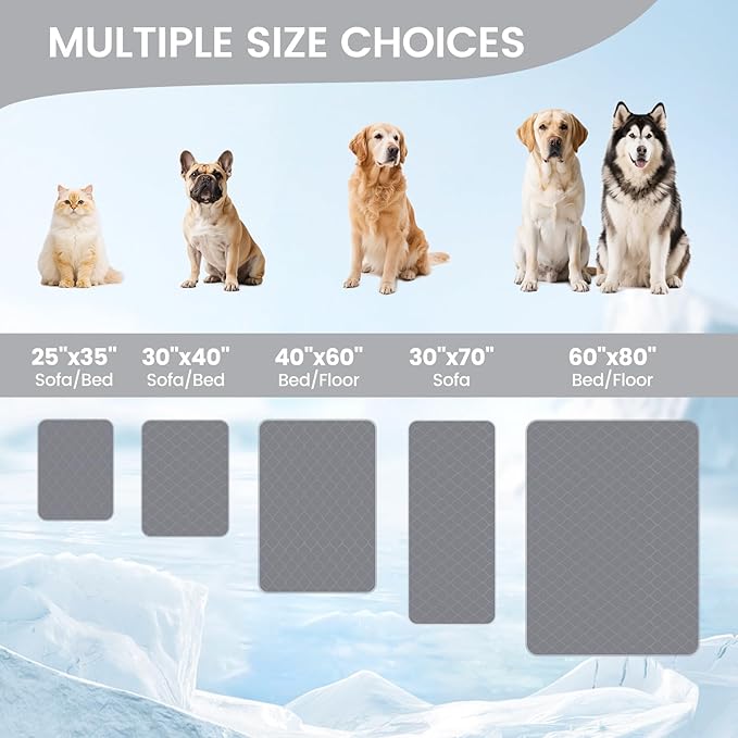 Cozy Bliss Deluxe Leakproof Cooling Blanket for Small Dogs Q-Max 0.5, Soft & Durable Washable Pet Cooling Mat for Hot Weather, Livingroom, Pet Throw & Couch Protector for Cats, Charcoal Grey, 25"x35"