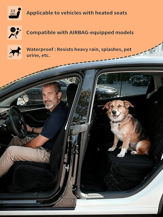 550g Heavy Duty Towel Car Seat Cover, Waterproof Sweat Protector for Post-Gym & Beach, Non-Slip Microfiber Bucket Seat Mat for Sedans SUV Minivans, Machine Washable (Black, 1-Pack)