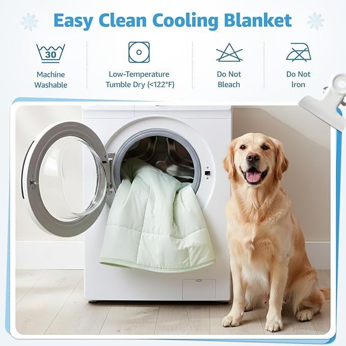 PICK FOR LIFE Cooling Blanket for Dogs, 0.4 Q-MAX Pets Cooling Comforter Throw for Bed Cover, Summer Blanket for Large Dogs Washable, Soft Lightweight Cold Mats for Pet Hot Weather (30"×40"/Green)