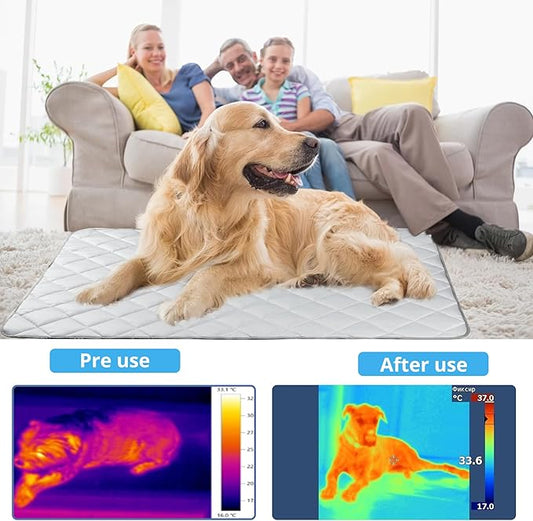 Langsprit Dog Cooling Mat, Washable Dogs Cats Pet Non-Toxic Cooling Pads Summer Sleeping Kennel Mats,Pet Self Cool Ice Blanket for Indoor & Outdoor Dog Beach Essentials Light Gray Medium