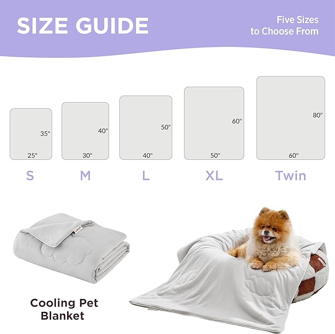 LE SURE Premium Cooling Blanket for Small Dogs Washable - Breathable Pet Throw Blanket with Q-MAX>0.4 for Summer,Soft Cat Cooling Mat, Furniture Protector Couch Sofa,Grey, 25x35