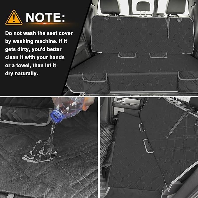 Dog Car Seat Cover Compatible with Full-Size Truck, Ford F150/250/350 Chevy Silverado Dodge Ram 1500 2500 3500, 600D Oxford Scratch Proof Nonslip Pickup Waterproof Pet Rear Bench Seat Cover
