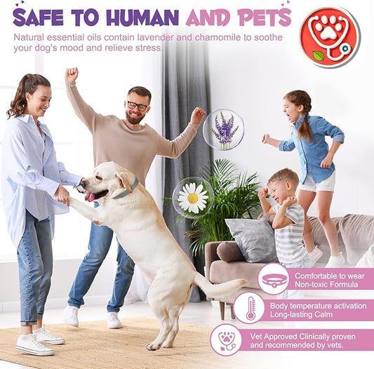 4 Pack Calming Collar for Dogs with Natural Pheromone | Dog Calming Collar Helps Reduce Unwanted Behavior | Stress Relief for Puppy & Adult Dogs, Waterproof Calm & Relaxation Lasts 60 Days (Grey)
