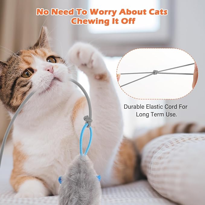 Rechargeable Electric Cat Teaser with Remote – Interactive Door Clip Teaser for Cats, 2 Motion Modes (360° Spin & Irregular Jumping), Smart Auto Cat Toy for Exercise & Fun (No Remote) (Grey)