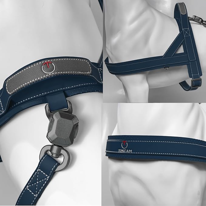 Magnetic Dog Harness and Leash Set with Quick Release Buckle, Easy On & Off Faux Leather Puppy Harness and Leash with Handle for Medium, Large Sized Dog