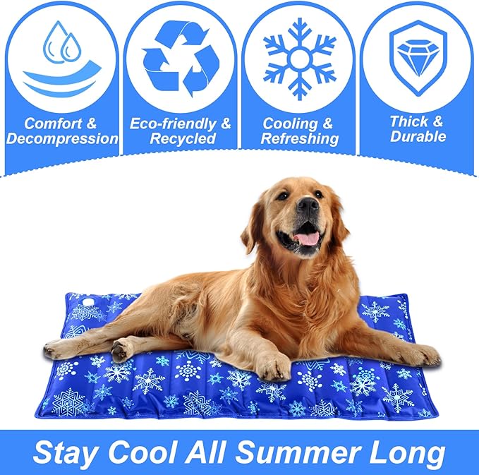 Dog Cooling Mat, 35.4" x 18.9", Cooling Mat for Dogs and Cats, Suitable for All Types of Pets, Durable Cooler Fabric for Better Cool Sensation, Keeping Pets Cool in Summer Heat (Snowflake)