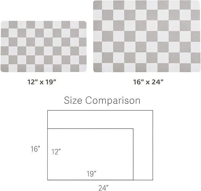 Ralxion Checkered Dog Feeding Mat, Absorbent Mats for Dog Food and Water Bowl, Dispenser, Retro Modern Aesthetic Preppy Grey Checkerboard Pet Placemat for Dogs, Cats, Puppy Accessories, 12" X19”