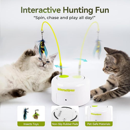 ALL FOR PAWS Interactive Cat Toy, Automatic Cat Toys with Flying Bug for Indoor Bored Cats, Cat Motion Activated Toys, Electric Cat Teaser Flying Feather Wand