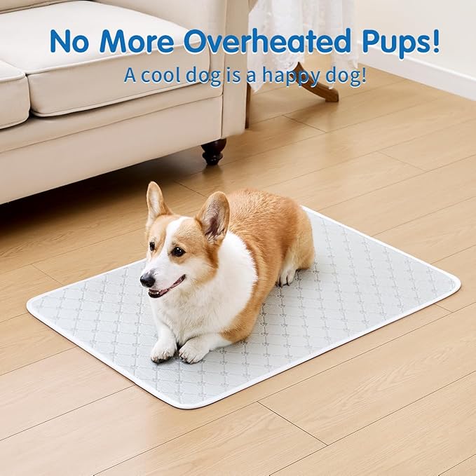 Dog Cooling Mat - Instant 6-12°F Drop, Cooling Mat for Pets Q-MAX >0.5 & Machine Washable, Anti-Slip Bottom, Cool Relief Bed for Dogs & Cats Light Gray 36" x 24"
