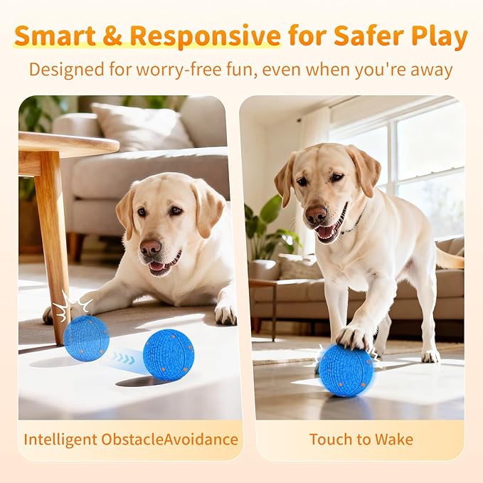 Smart Interactive Dog Toys, Interactive Dog Ball with IPX7 Waterproof, E-TPU Material, Low Noise, Automatic Moving/Bouncing/Rotating for Medium and Large Dogs Indoor & Outdoor Stimulation