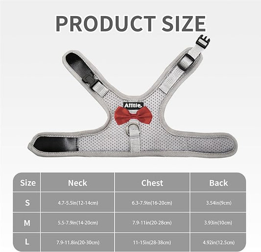 AIITLE Bunny Harness and Leash Set with Cute Bow, Soft Breathable Mesh Vest Harness for Rabbits Kitten Ferret Small Pig Puppy Walking Supplies Grey M