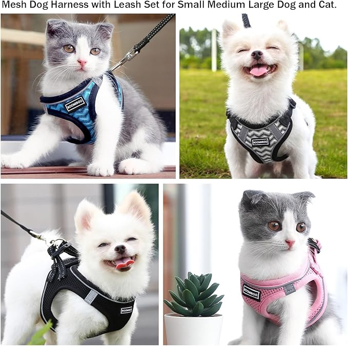 Dog Harness with Leash Set, No Pull Adjustable Reflective Step-in Puppy Pet Vest Harnesses for Small Medium Large Dogs and Cats,Green M