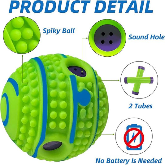 Spiky Interactive Dog Toys Ball, Shaking with Gibbering Sound, for Training, Teeth Cleaning & Herding, Straight, M, 3.46 in (8.8 cm)