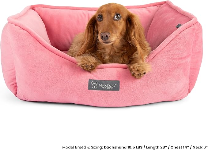 NANDOG Reversible Dog Bed from The Signature Collection– Luxury Cloud-Soft Pet Bed for Small to Medium Dogs & Cats, Premium Pet Gear, Reversible Design, Plush Comfort, Modern Style - Pink