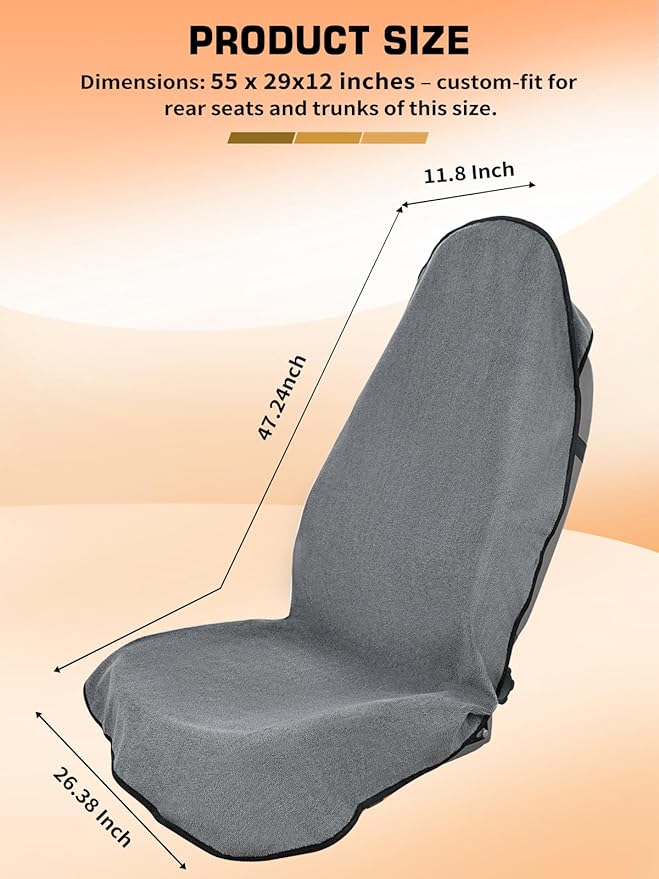 550g Heavy Duty Towel Car Seat Cover, Waterproof Sweat Protector for Post-Gym & Beach, Non-Slip Microfiber Bucket Seat Mat for Sedans SUV Minivans, Machine Washable (Gray, 1-Pack)