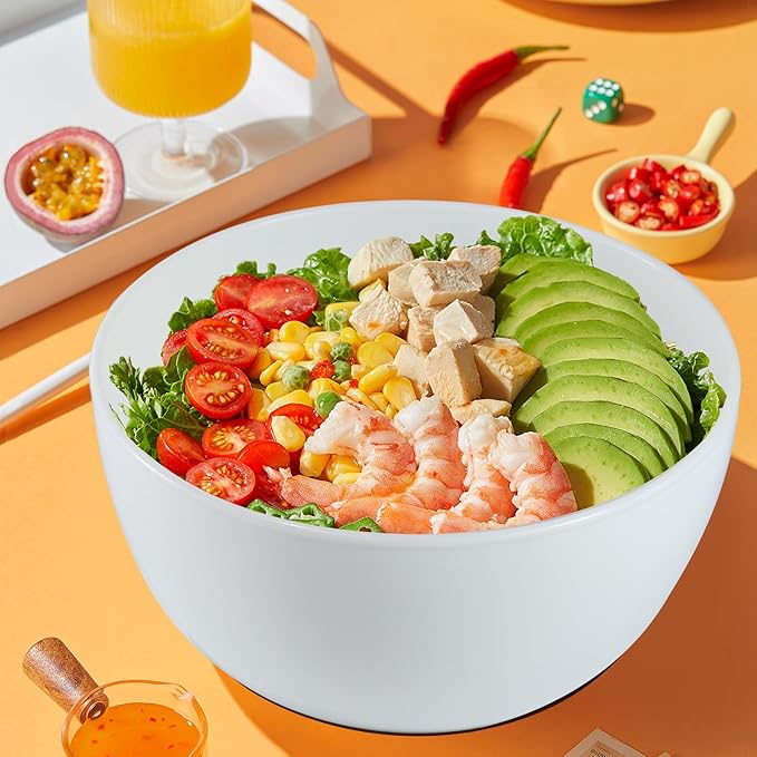 Set of 4 Plastic Prep Bowls with Lids,Microwave and Dishwasher Safe,Ideal for Baking, Prepping, Cooking and Serving Food (White)
